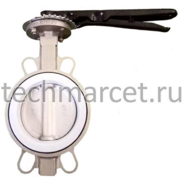 Затвор поворотный нержавеющий с уплотнением PTFE межфланцевый, PN16 бар