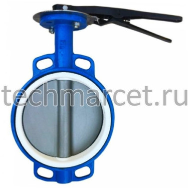 Затвор дисковый чугуный, уплотнение PTFE, с ручкой/редуктором, межфланцевый, PN16 бар