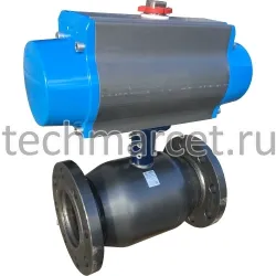 Кран шаровый, стальной, фланцевый, с пневмоприводом Rotork, PN 16-40 бар