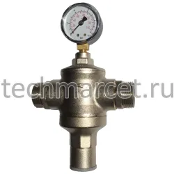 Регулятор давления RD500-22, после себя, прямого действия, латунный, штуцерный, с манометром, PN 16 бар