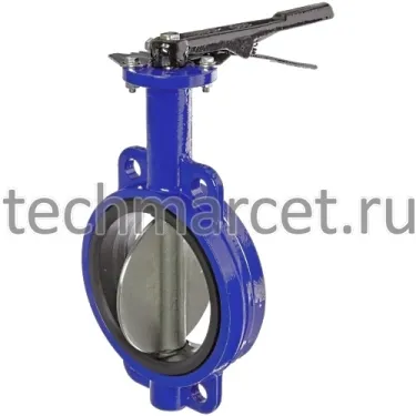 Затвор дисковый чугунный, диск нерж сталь, уплотнение EPDM, с ручкой/редуктором, межфланцевый, PN 16 бар