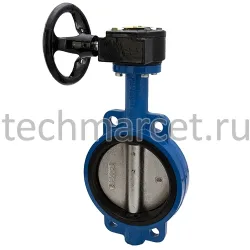 Затвор дисковый чугунный, диск нерж сталь, уплотнение VITON, с ручкой/редуктором, межфланцевый, PN 16 бар