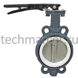 Затвор дисковый стальной, уплотнение PTFE, с ручкой/редуктором, межфланцевый, PN16 бар