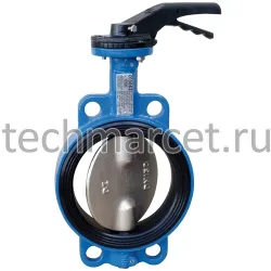 Затвор дисковый чугунный, Tecofi TECFLY VPI4449-02EP, VP3449, диск нерж сталь, уплотнение EPDM, с ручкой, межфланцевый, PN 16 бар, Франция