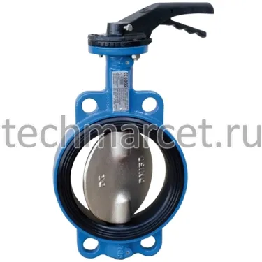 Затвор дисковый чугунный, Tecofi TECFLY VPI4449-02EP, VP3449, диск нерж сталь, уплотнение EPDM, с ручкой, межфланцевый, PN 16 бар, Франция