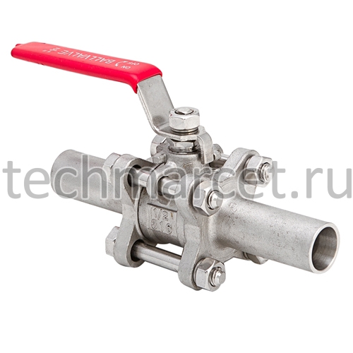 Кран шаровый нержавеющий, полнопроходной, разборный, под приварку, PN ...