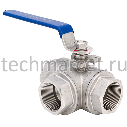 Кран шаровый нержавеющий, стандартнопроходной, трехходовой Т-образный ...