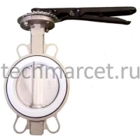 Затвор поворотный нержавеющий с уплотнением PTFE межфланцевый, PN16 бар