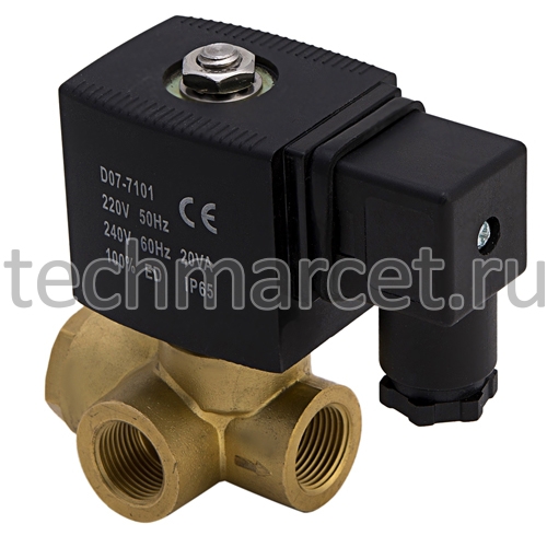 Клапан электромагнитный (соленоидный) нормально закрытый, латунный ...