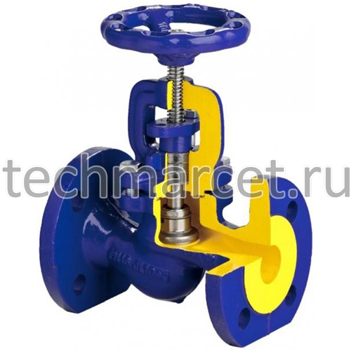 Клапан запорный ZETKAMA 215А, чугунный, фланцевый, PN 16 бар купить в ...