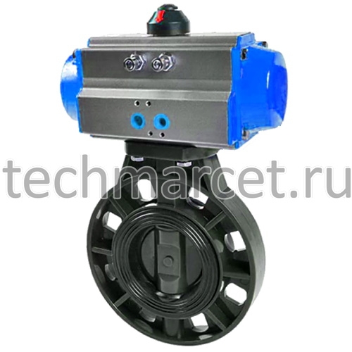 Затвор дисковый пластиковый ПВХ, с двухсторонним пневмоприводом ...