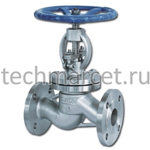 Клапан запорный 15нж65нж, нерж сталь, сальниковый, фланцевый, PN 16 бар ...