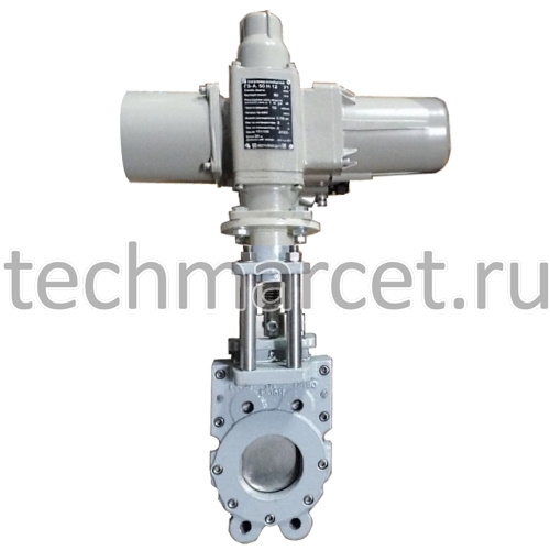 Задвижка шиберная стальная, с электроприводом, межфланцевая, PN 10 бар ...