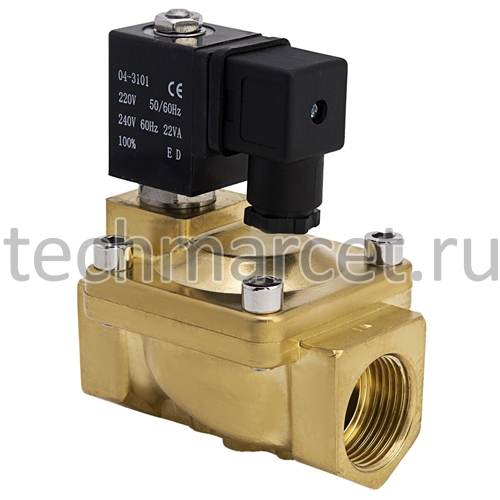 Клапан электромагнитный (соленоидный) нормально-закрытый, латунный ...